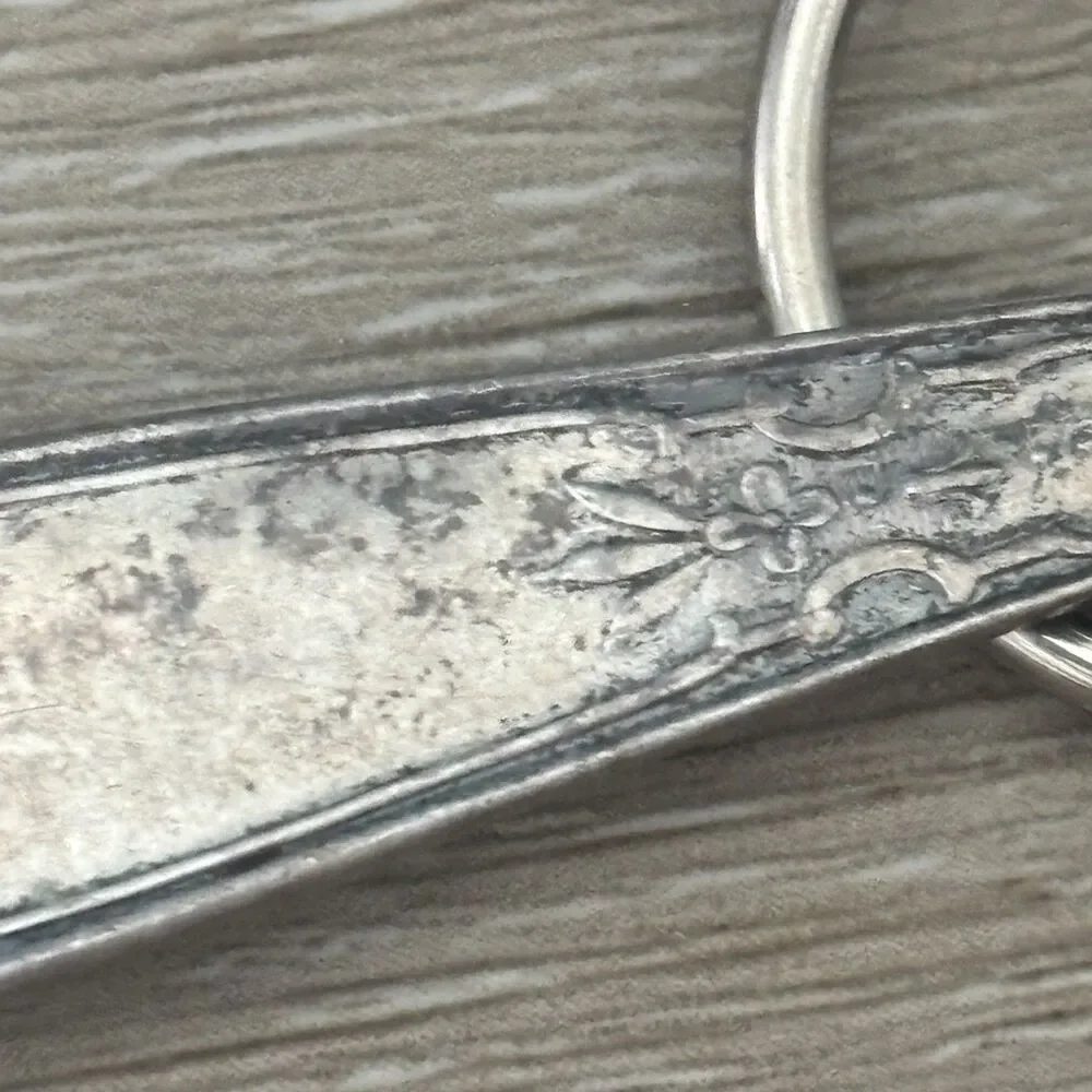 Vintage Silver Plate Spoon Handle Keychain Upcycled Boho Antique Flatware 3 Inch